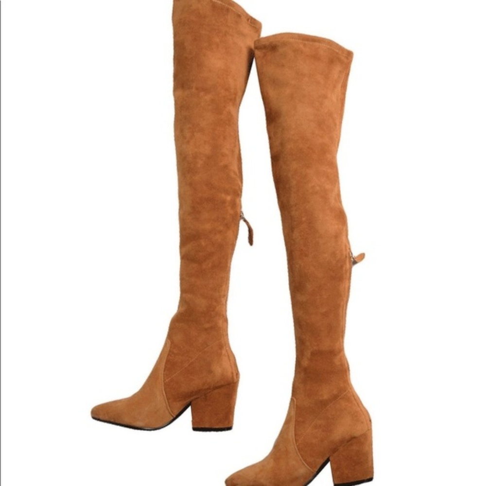 Goodnight Macaroon Marlo OTK Boots in Taupe/Tan 37